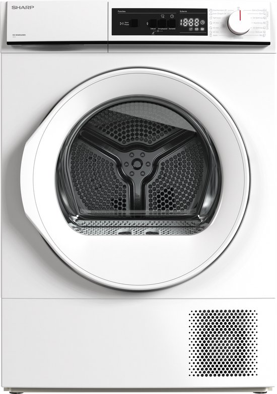 Sharp KDNHA8S6GWDBX - warmtepomp droger - energie klasse D - 15 programma's - LED trommelverlichting - wit
