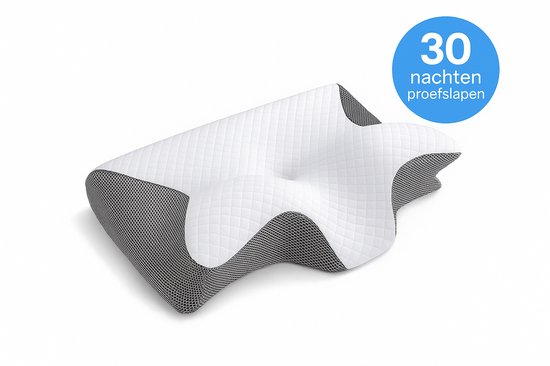 ZenRest Hoofdkussen - Ergonomisch Vlinderkussen - Ademvrij Anti-Snurk Kussen - Orthopedisch CPAP Hoofdkussen - Traagschuim Nekkussen voor Slaapapneu & Nekklachten - Comfortabel Memory Foam Bedkussen
