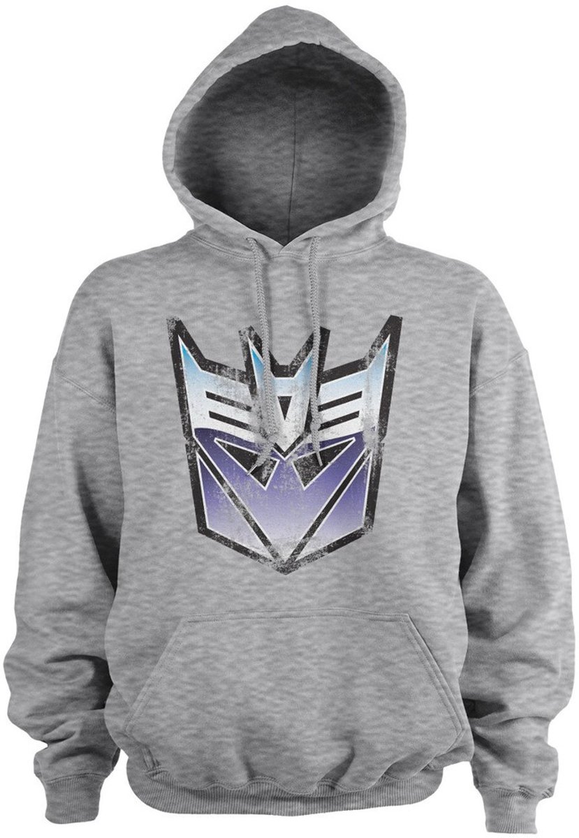Transformers Distressed Decepticon Shield Hoodie Heathergrey