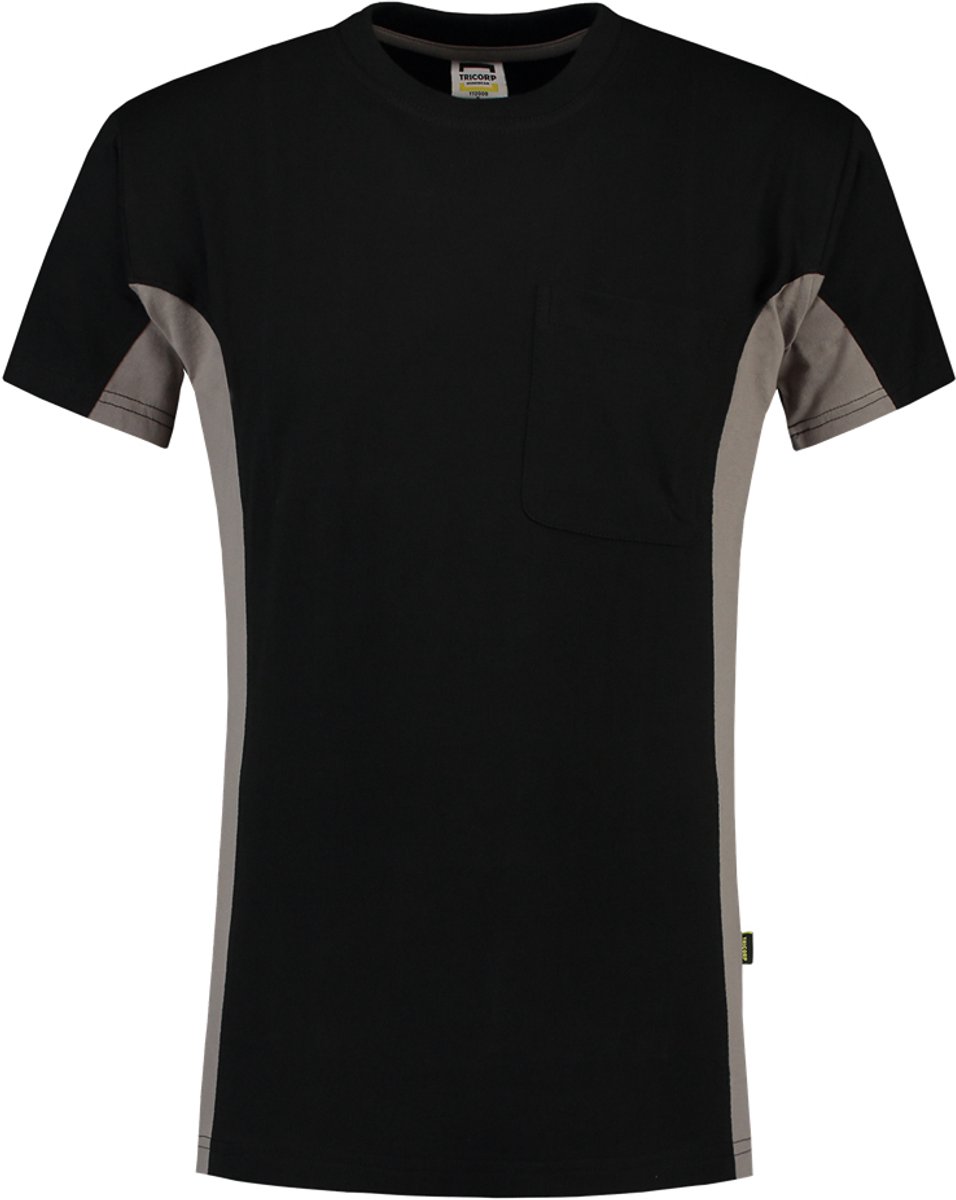 Tricorp 102002 T-Shirt Bicolor Borstzak - Zwart/Grijs - 6XL
