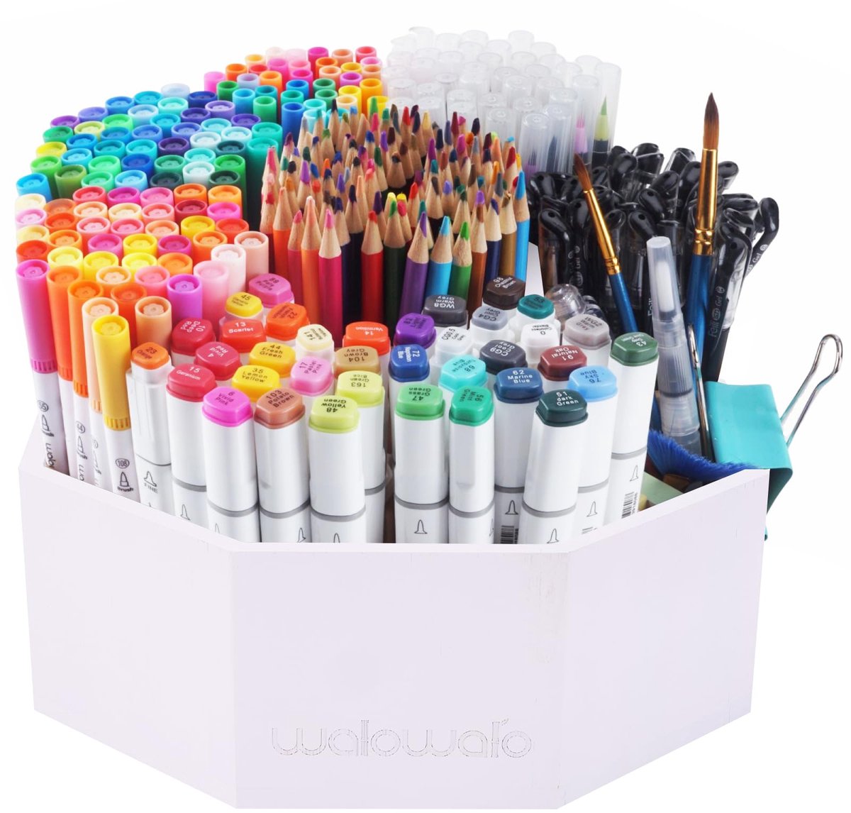 Pennen Organizer - 360 Graden Draaibaar van Bamboe voor 800+ Pennen - Voor Bureau Kantoor Tekentafel Make-up Tafel - Wit