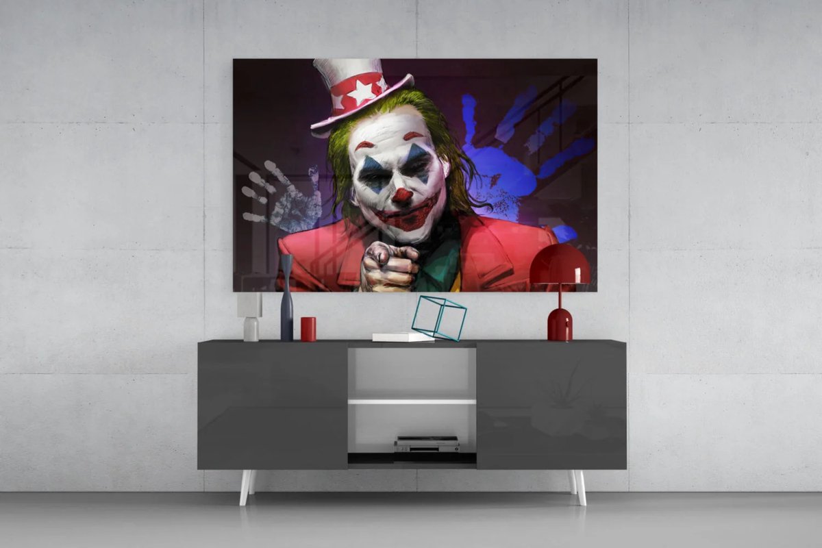 Glasschilderij - Joker - Foto Print op Glas - 90x60 cm