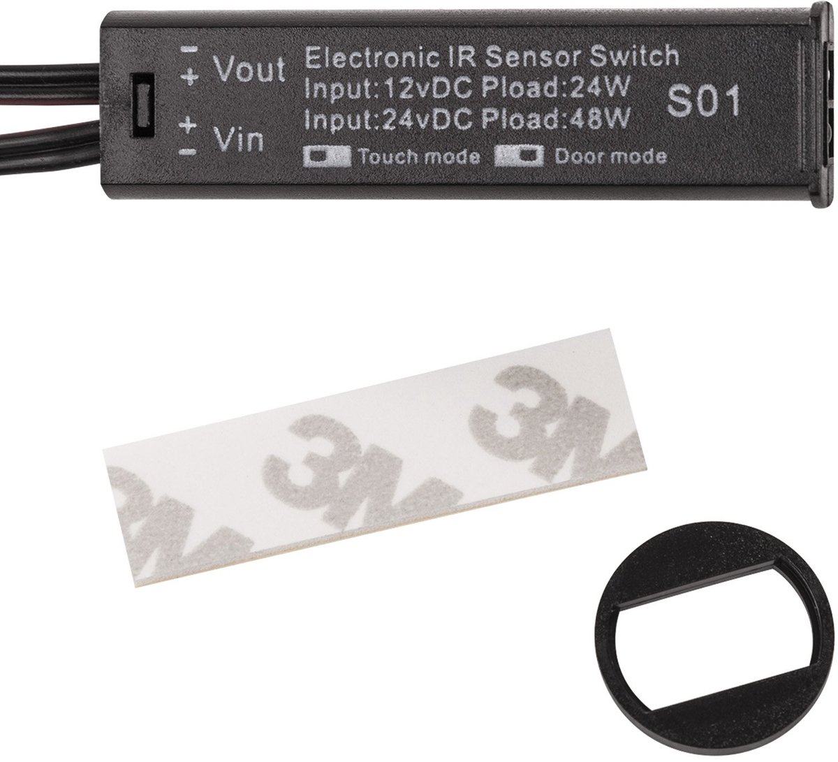 2 x Inbouwsensor SO1 zwart met 2 schakelfuncties voor deur- of handbeweging