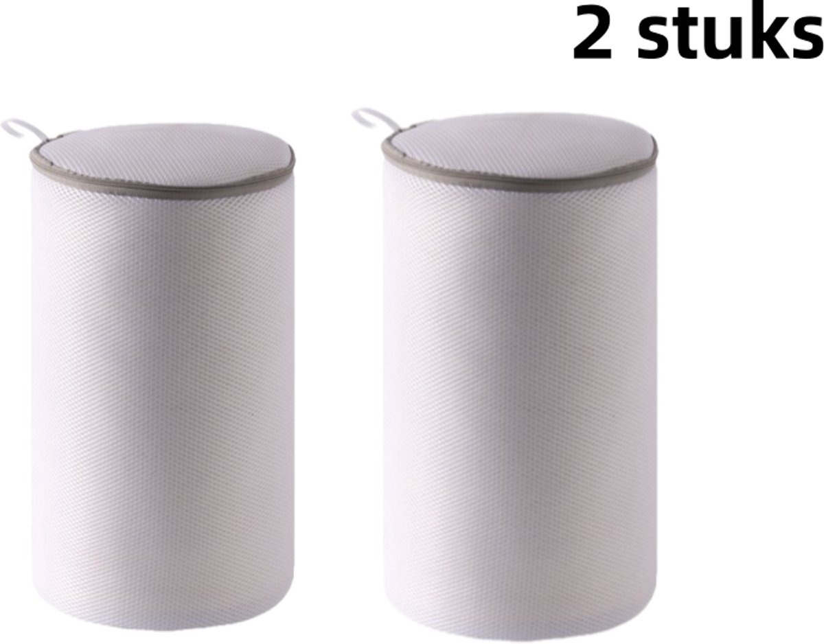 2-delige - Mesh schoenwaszak - Polyester - Alleen wasmachine - Ivoorwit, klein formaat 17*38cm