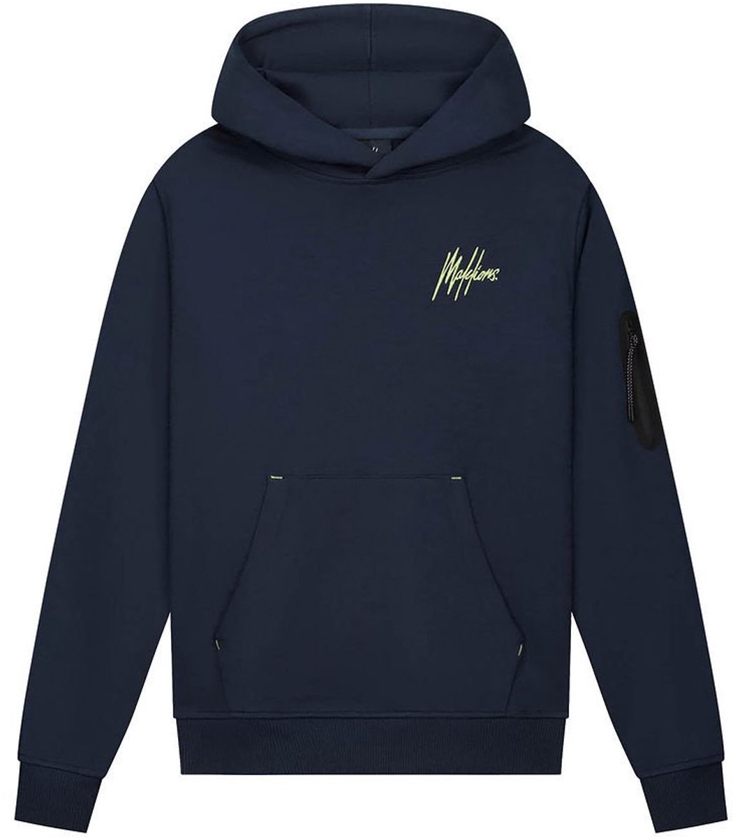 Malelions winter hoodie jongens - navy blauw/geel - counter