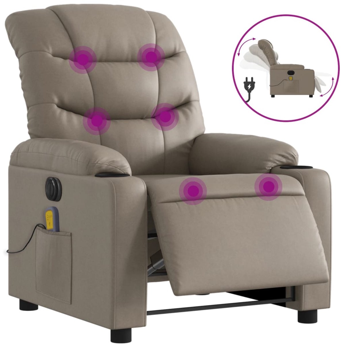 vidaXL Massagestoel - verstelbaar - elektrisch - kunstleer - cappuccinokleurig