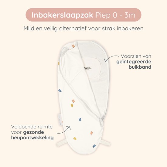 Puckababy Piep Inbakerslaapzakje baby (0-3m) - Gummy Bears - Katoen TOG 0.5 - Zomerslaapzak van Puckababy — afbeelding 2