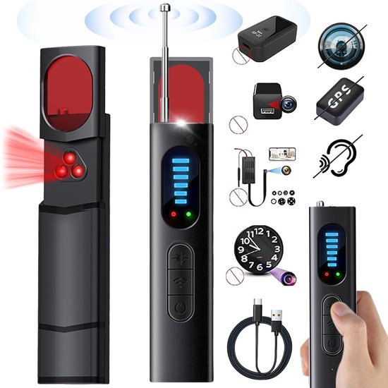 Détecteur de caméra WiFi caché, détecteur RF Anti-Espion, Scanner d'objectif de caméra sténopé, Bugs Audio de téléphone Portable Haute sensibilité et balayeuse de Dispositif d'écoute sans Fil