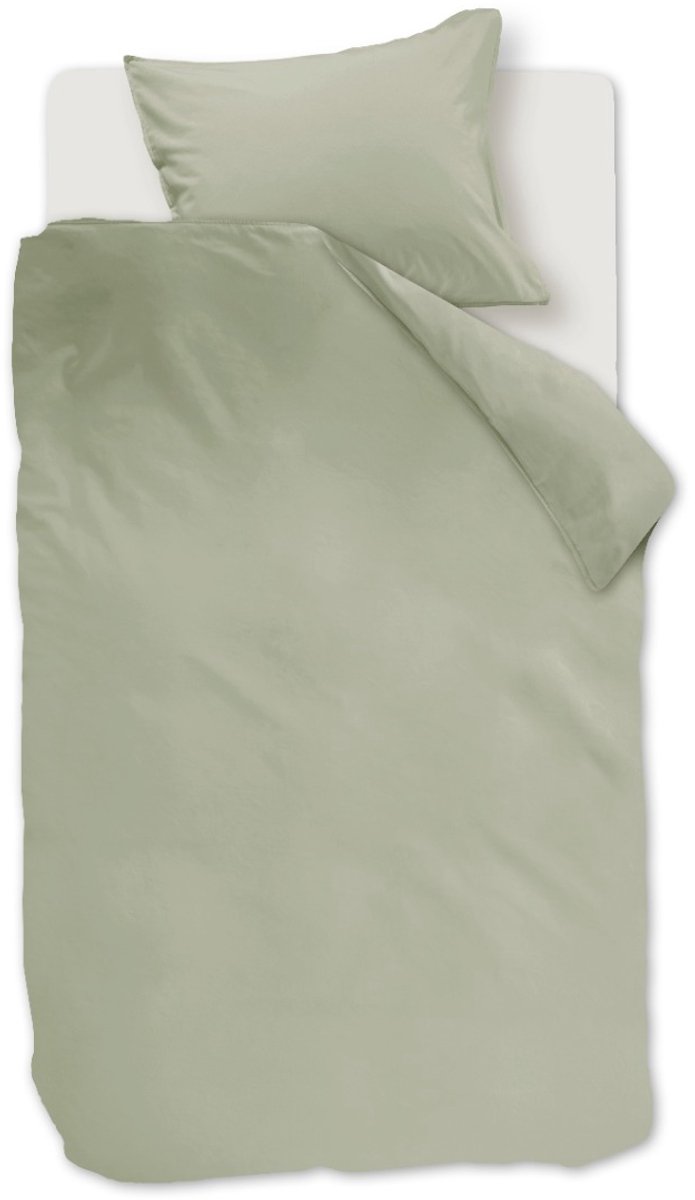 Linolux Dekbedovertrek Washed Cotton Green 1 persoons