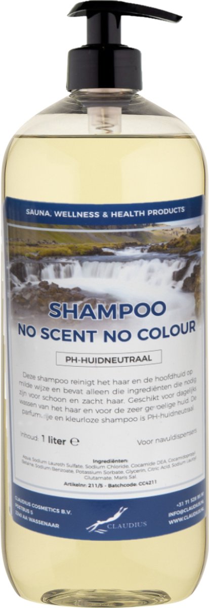 Shampoo No Scent No Colour - 1 liter (transparant) met pomp - Haarverzorging