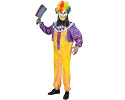 Halloween Kostuum Horror Clown Geel – One Size – Inclusief Jumpsuit en Masker – Griezel & Verkleedkleding