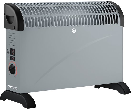 Auronic Elektrische Convectorkachel - 750/1250/2000 Watt - Met Ventilator - Regelbare Thermostaat - Ventilatorkachel - Grijs