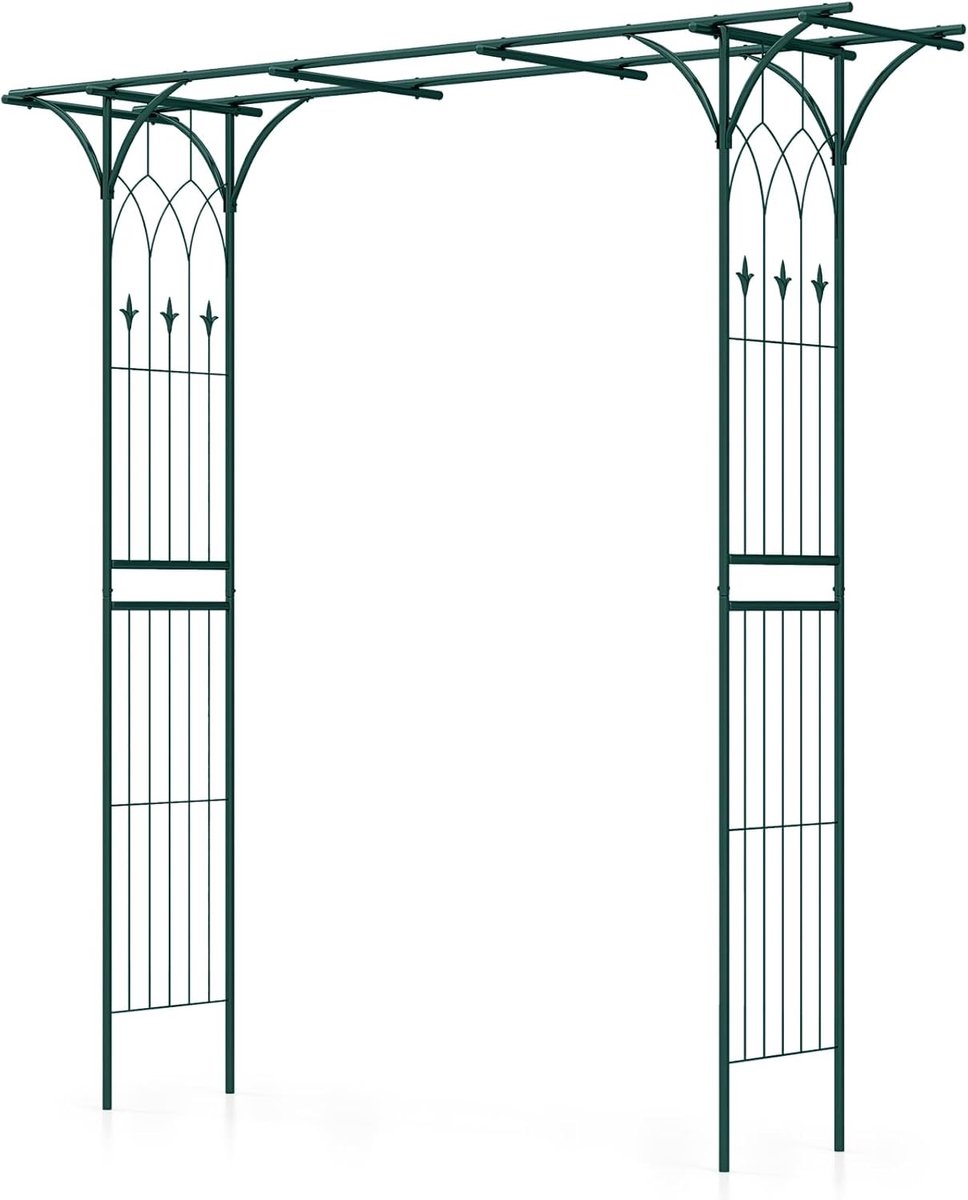COSTWAY Rozenboog van metaal, tuinboog voor klimplanten, poortboog voor tuin, rozenrooster, klimhulp, klimboog voor achtertuin, veranda, bruiloft, feesten (205 x 52 x 205 cm, groen)