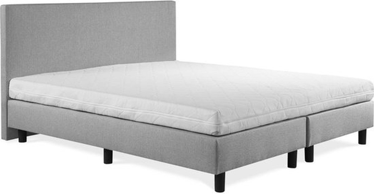 Boxspring Vendita vlak 190x210 cm Luxe Pocketvering Stof grijs Gratis 2x Hoofdkussens