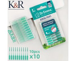 Dr. Emma Soft Picks - 100 stuks - Mint - Voordeelverpakking - Ragers - Dr. Emma Easy Picks - Zacht - tandenragers - mint smaak