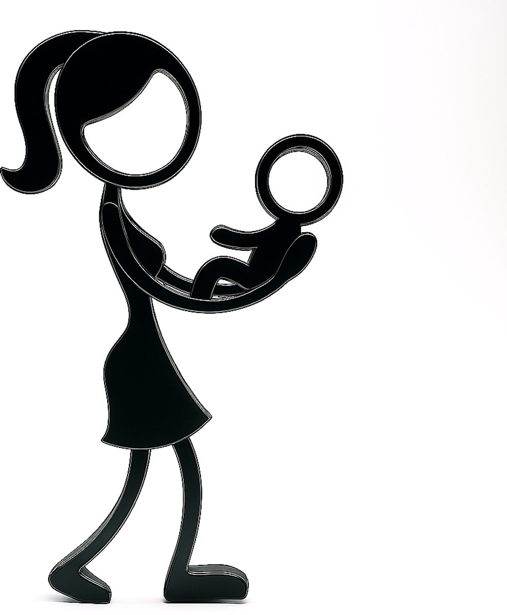 Stickyman Moeder met Baby - decoratiebeeldje - zwart - 20 cm hoog