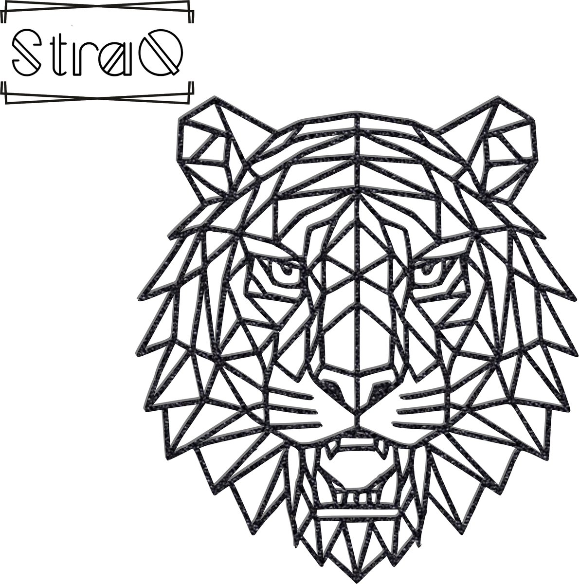 StraQ Zwarte Geometrische Tijger 24 cm - Dierenkop - Muurdecoratie - Wandversiering - Wanddecoratie