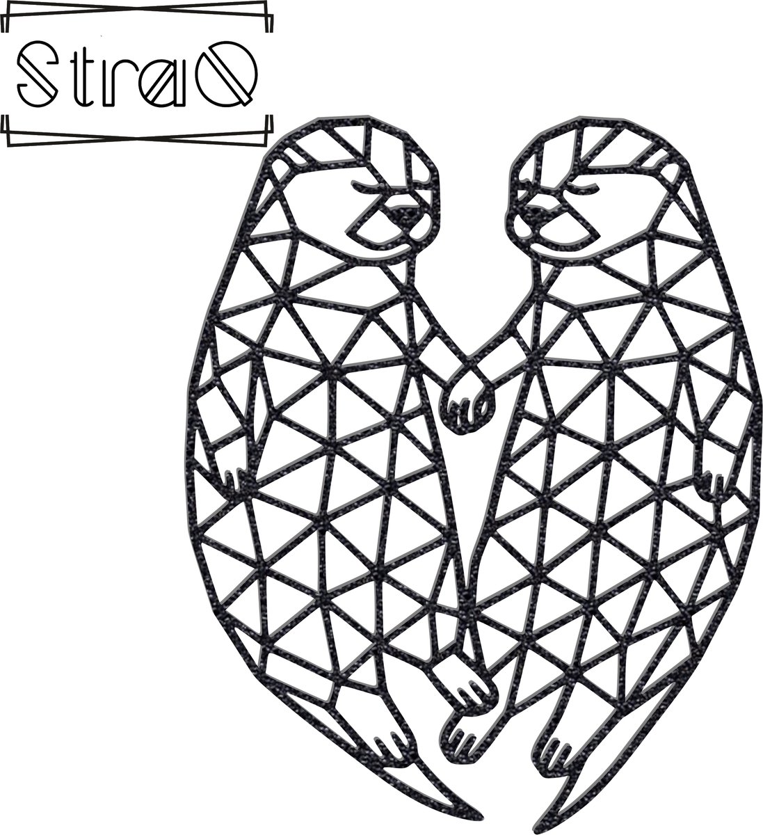 StraQ Zwarte Geometrische Otter 24 cm - Muurdecoratie - Wandversiering - Wanddecoratie - Hartje
