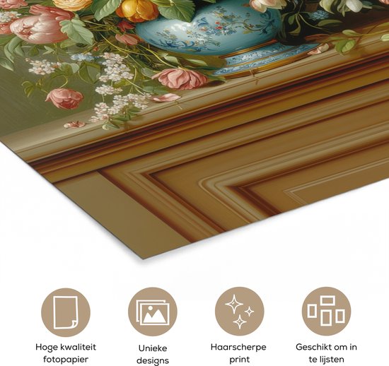 Poster 90x120 cm - Vaas - Pastel - Kleuren - Bloemen - Posters - Kamer decoratie - Wanddecoratie woonkamer - Muurdecoratie slaapkamer