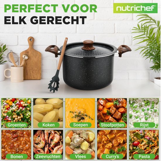 EATEX Pastapan met zeefdeksel - 5 kwart multifunctionele