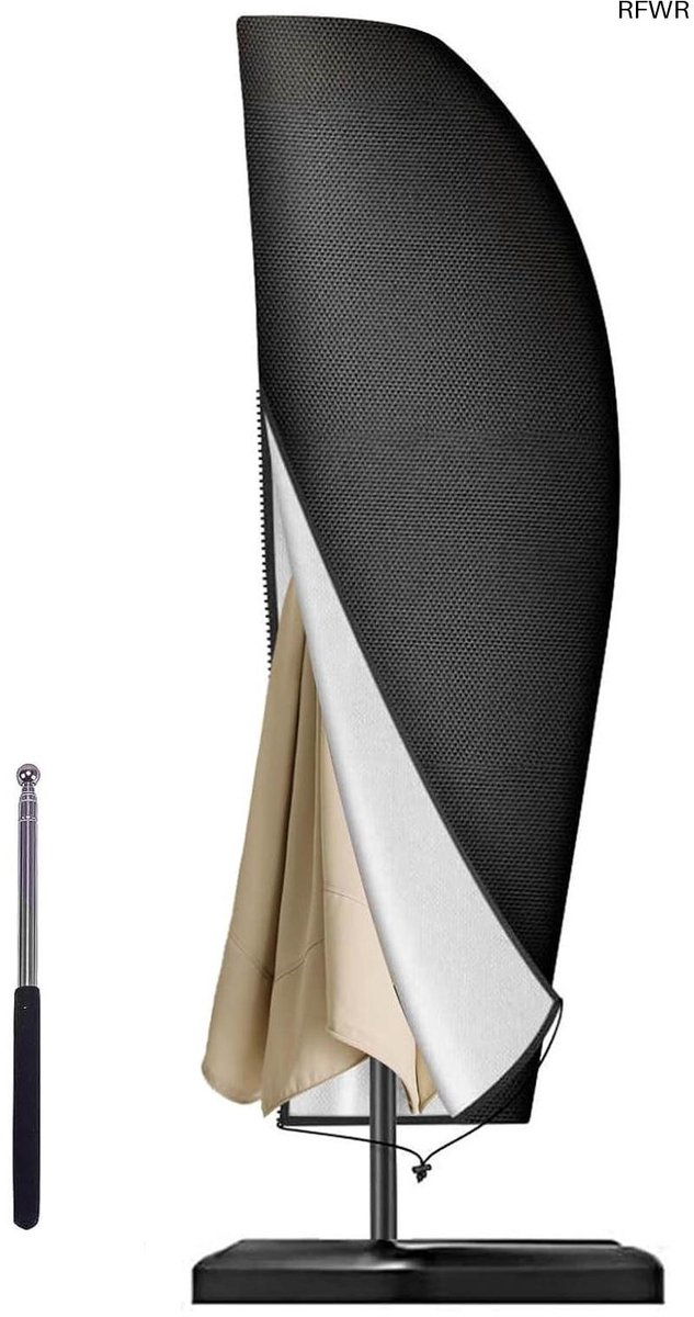 RFWR Waterdichte en UV-bestendige Beschermhoes voor Zweefparasol met Stang 280x30/81/45 cm zwart