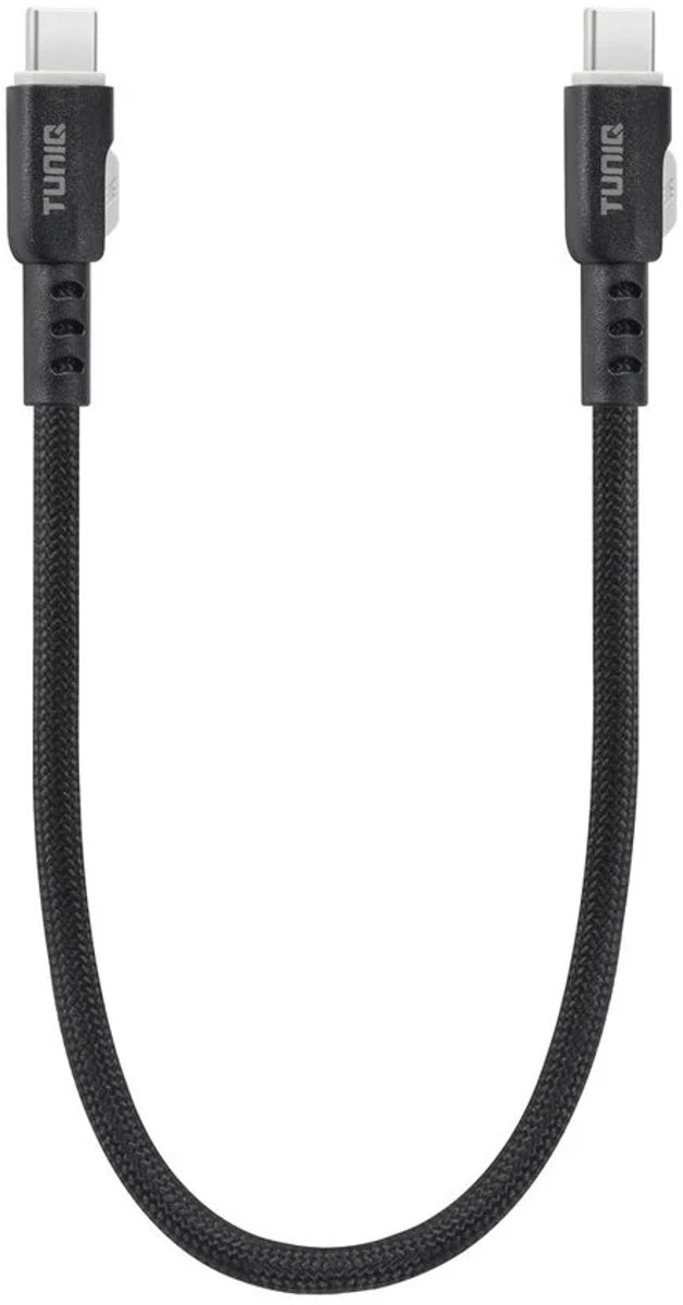 TUNIQ USB C naar USB C Kabel 30cm - Snelladen - Gevlochten - Zwart