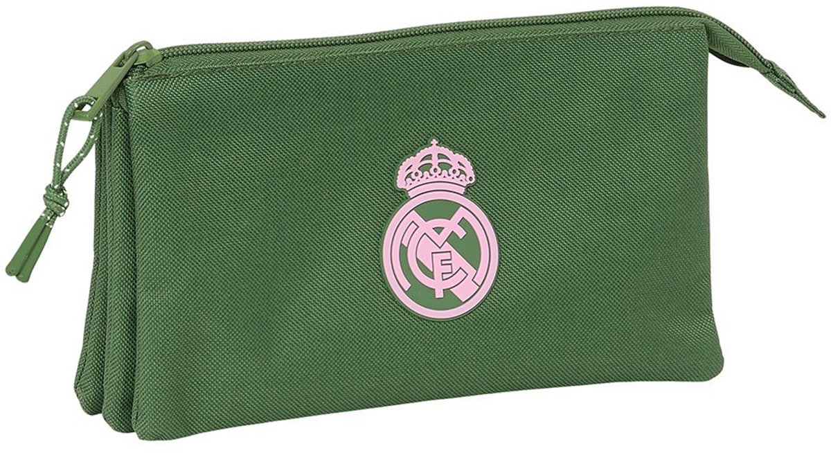 Pennenetui met 3 vakken Real Madrid C.F. Kaki 22 x 12 x 3 cm