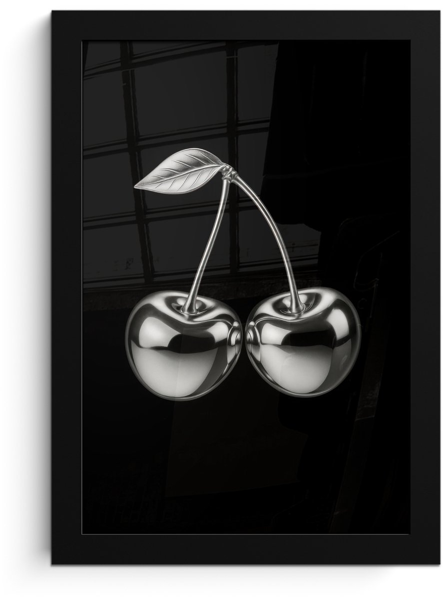 FrameYourWall Poster in lijst - Fotolijst 20x30 cm - Posters - Kers - Luxueus - Metallic - Posterlijst zwart - Decoratie - Wanddecoratie woonkamer - Muurdecoratie slaapkamer