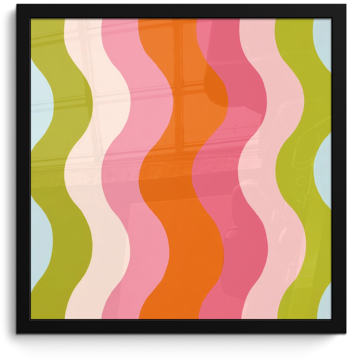 FrameYourWall Poster in lijst - Fotolijst 40x40 cm - Posters - Banen - Golven - Kleurrijk - Verticaal - Posterlijst zwart - Decoratie - Wanddecoratie woonkamer - Muurdecoratie slaapkamer