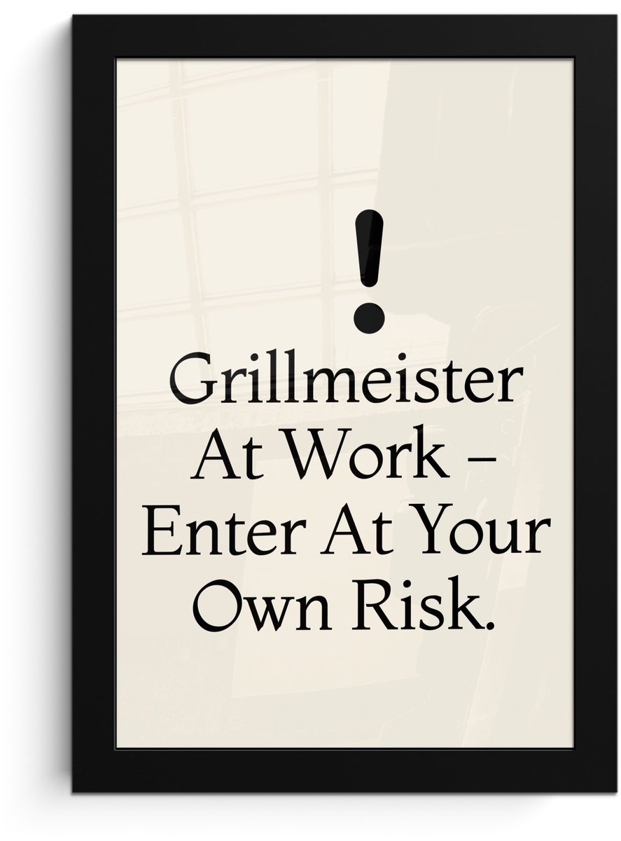 FrameYourWall Poster in lijst - Fotolijst 20x30 cm - Posters - Grill - Uitroepteken - Zwart - Tekst - Posterlijst zwart - Decoratie - Wanddecoratie woonkamer - Muurdecoratie slaapkamer Tekst - Grill