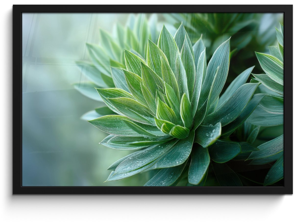 FrameYourWall Poster in lijst - Fotolijst 60x40 cm - Posters - Blad - Plant - Groen - Textuur - Posterlijst zwart - Decoratie - Wanddecoratie woonkamer - Muurdecoratie slaapkamer