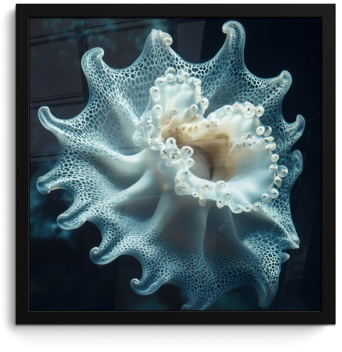 FrameYourWall Poster in lijst - Fotolijst 40x40 cm - Posters - Zeewezen - Wit - Golven - Water - Posterlijst zwart - Decoratie - Wanddecoratie woonkamer - Muurdecoratie slaapkamer