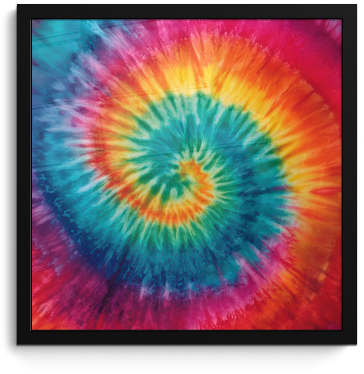 FrameYourWall Poster in lijst - Fotolijst 40x40 cm - Posters - Regenboogkleuren - Tie dye - Posterlijst zwart - Decoratie - Wanddecoratie woonkamer - Muurdecoratie slaapkamer