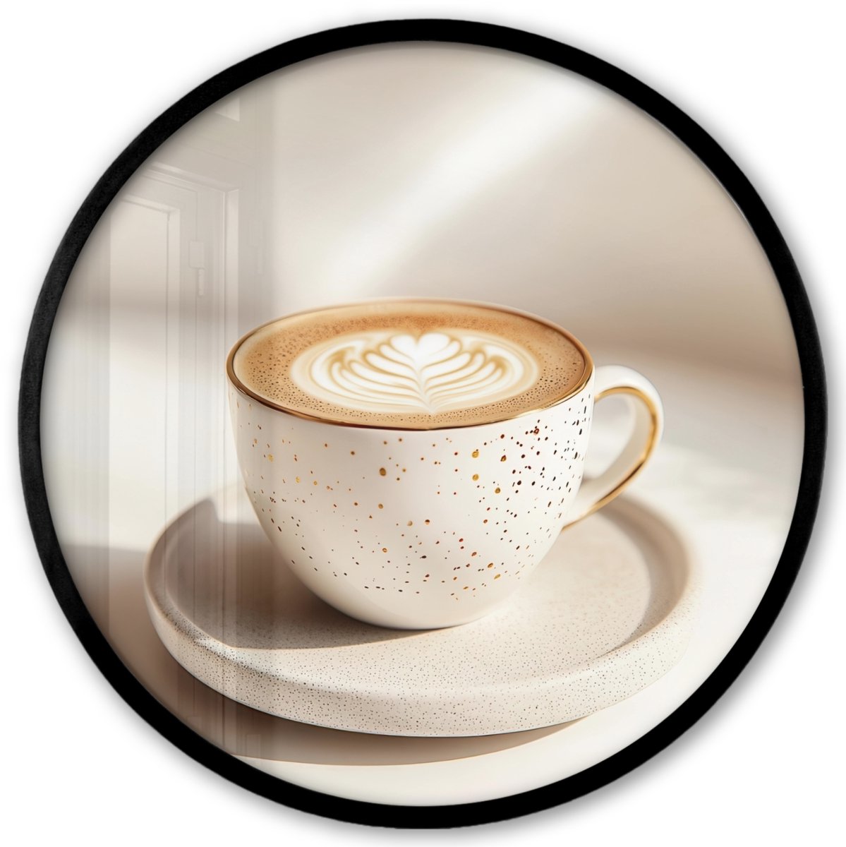 FrameYourWall Poster in lijst Rond - Fotolijst 40x40 cm - Posters - Cappuccino - Schuim - Schotel - Beige - Ronde posterlijst zwart - Decoratie - Wanddecoratie woonkamer - Muurdecoratie slaapkamer Cappuccino - Schotel