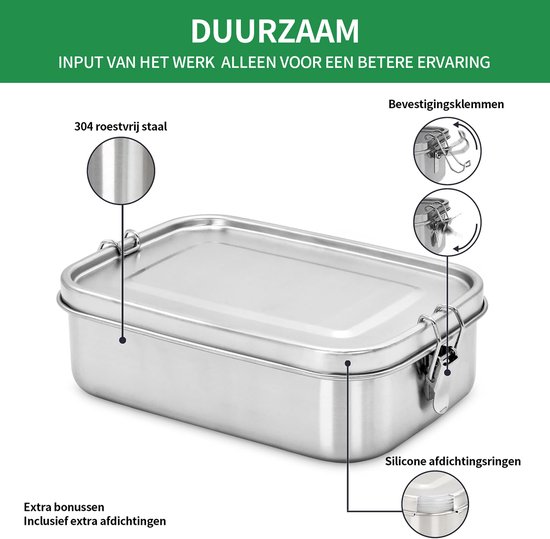 Set de 7 Boîtes de conservation TTLUOKER® en acier inoxydable 304 - Boîte à lunch - Boîtes hermétiques et anti-fuites Prep des repas - Compatible congélateur et lave-vaisselle - Sans BPA