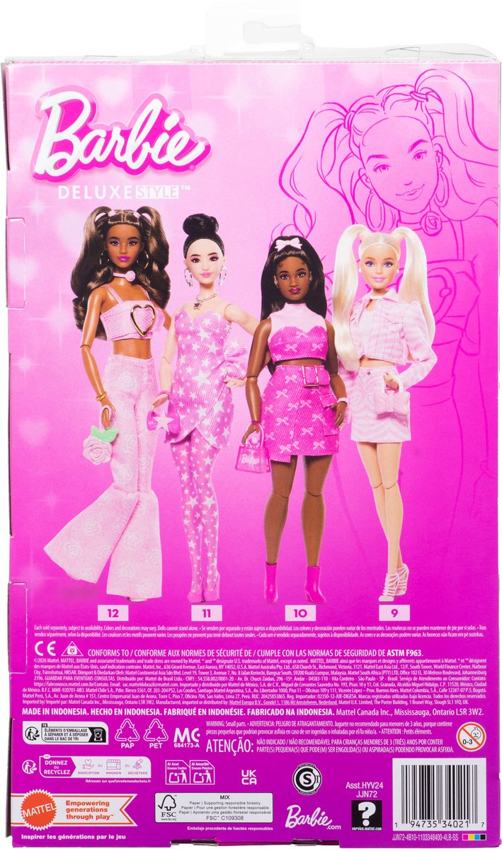 Barbie Deluxe Stijl - Roze Denim Croptop en Bruin Haar - Modepop — afbeelding 4