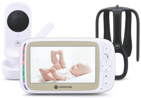 Motorola VM45 CONNECT – Babyfoon met wifi-camera en 5-inch monitor | HD-beeld met 720p, tweewegcommunicatie, temperatuurregeling, Stargrip voor bevestiging aan wieg, Motorola Nursery-app, bereik tot 300 m