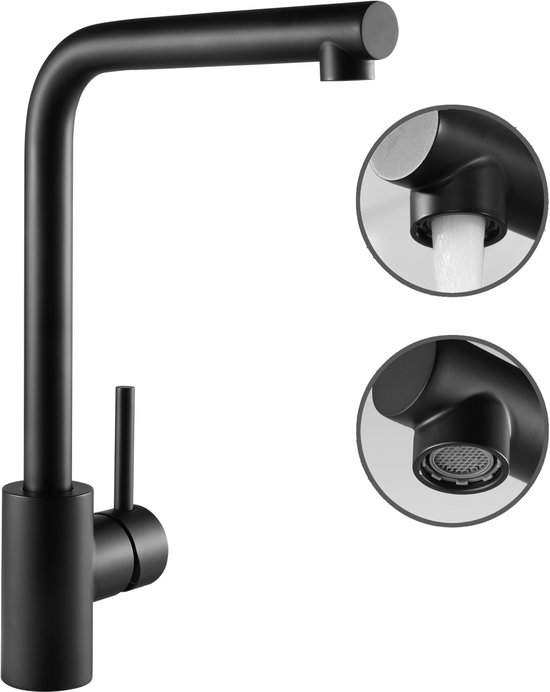 KEO Keukenkraan Kawai met uittrekbare handdouche zwart kopen