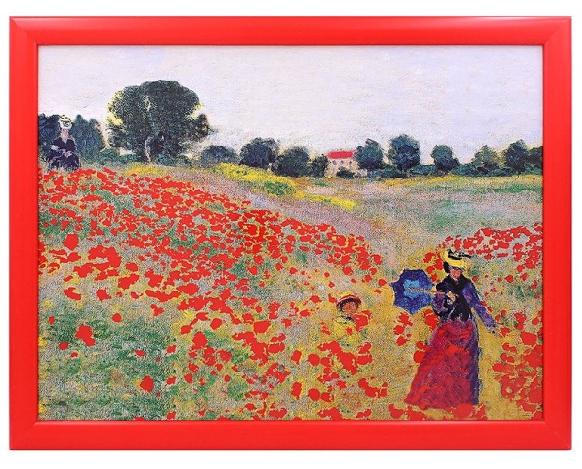 Cosy Creations- Schootkussen – Laptray – Dienblad met kussen - Laptoptafel - Schoottafel – Klaprozen van Claude Monet 44x34x6 cm