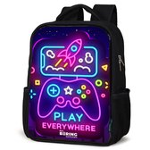 NoBoringSuitcases.com® - Rugzak zwart - Schooltas jongen & meisje - Neonbord met controller - Rugtas voor school - Boekentas kind - Schoolrugzak - Kinderrugzak