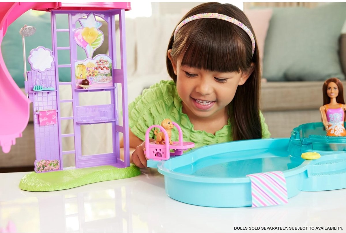 Barbie Droomzwembad - Speelset met Glijbaan en Bubbelbad en meer dan 20 Accessoires — afbeelding 10