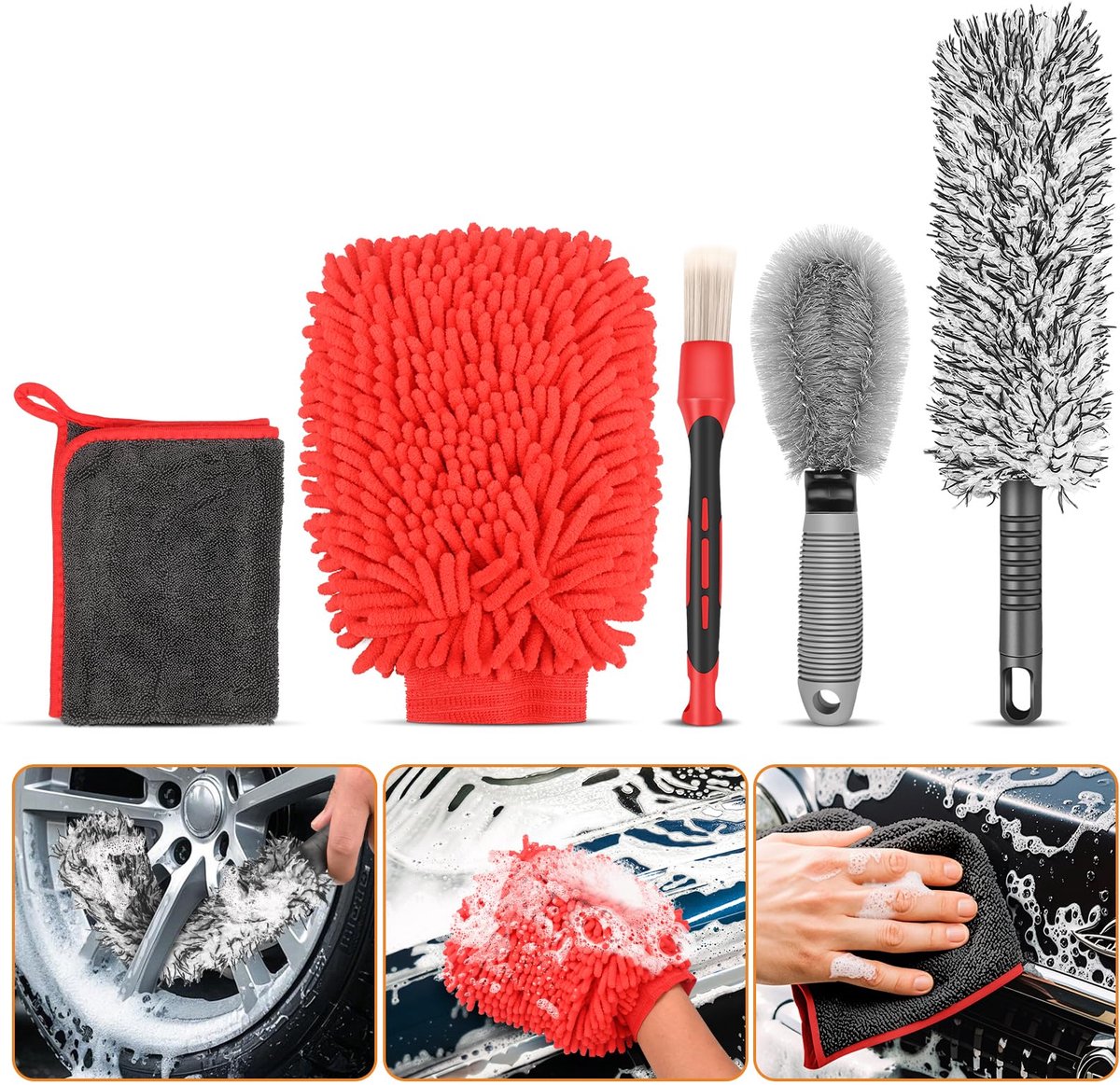 Azomor® Complete 5-delige set voor grondige autoreiniging binnen en buiten