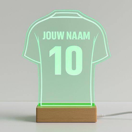 Ledlamp Voetbalshirt - Gepersonaliseerd met naam en nummer - 7 kleuren - Sfeerlamp - Nachtlamp - Kinderen - Voetbal - Nachtlampje stopcontact van Merkloos — afbeelding 3