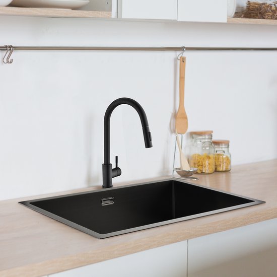 Ibergrif M85545B Spoelbak Keuken, Spoelbak met Afvoerfilter en Twee