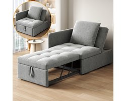 Polsterbed Slapbank 3-in-1 - Multifunctionele slaapbank - Van linnen stof - Instelbare rugleuning - Ideaal voor kleine ruimtes