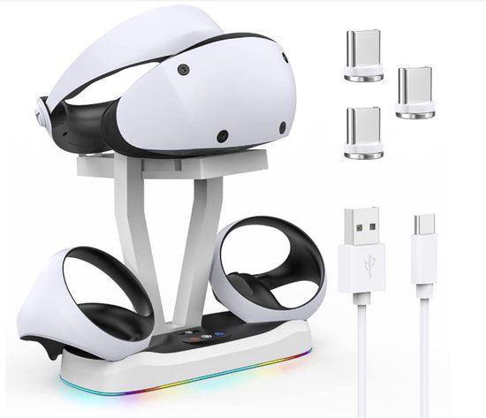 LED-stand geschikt voor Playstation VR2-Oplaadstation geschikt voor PS5 VR-headset en Sense-controller-Geschikt voor PS VR2 Spelaccessoires-Opslagbasis-Magnetische aansluiting