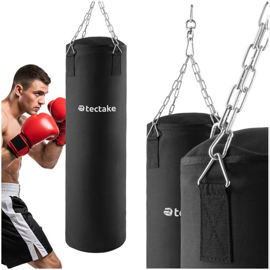 tectake® Bokszak 25 kg – 4-punts Kettingophanging voor Vechtsport en Fitness – Duurzaam en Robuust – 28 x 105 cm