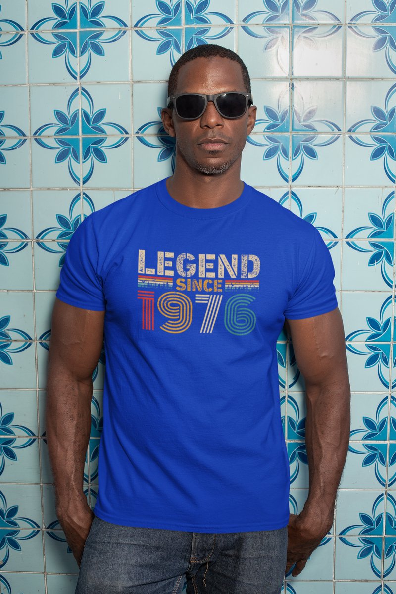1976 Jaar Blauw T-shirt Heren - Maat L - Legend Since - Retro - Verjaardag Cadeau Mannen - Limited Edition