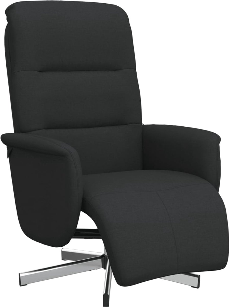 vidaXL Fauteuil - verstelbaar - met - voetensteun - stof - zwart