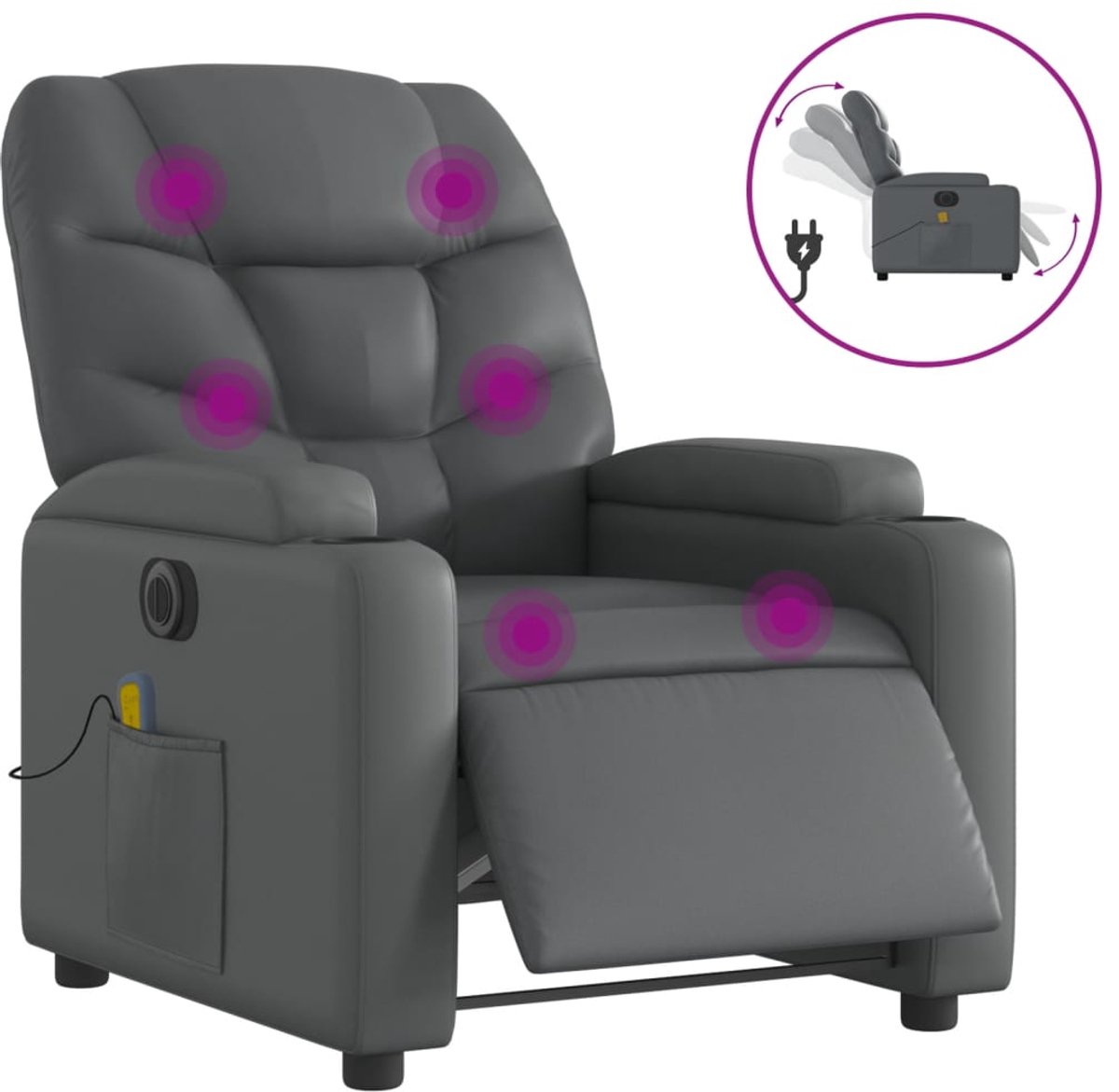 vidaXL Massagestoel - verstelbaar - elektrisch - kunstleer - grijs